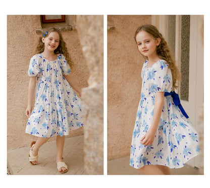 Prinzessinnen-Kleid für Mädchen in Lila mit Patchwork-Design – Sommermode für Kinder von 3 bis 14 Jahren