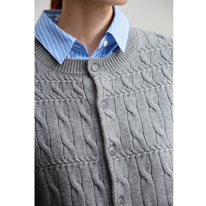 Damen-Strickjacke Rundhals gerade kurz Vintage elegant Winter