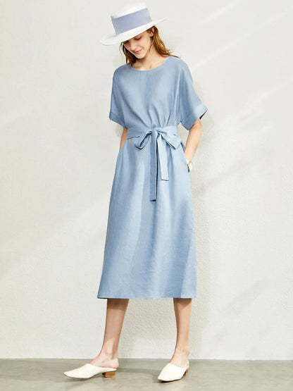 Elegantes Damenkleid Aus Leinen Komfortabel Stylisch Büromode