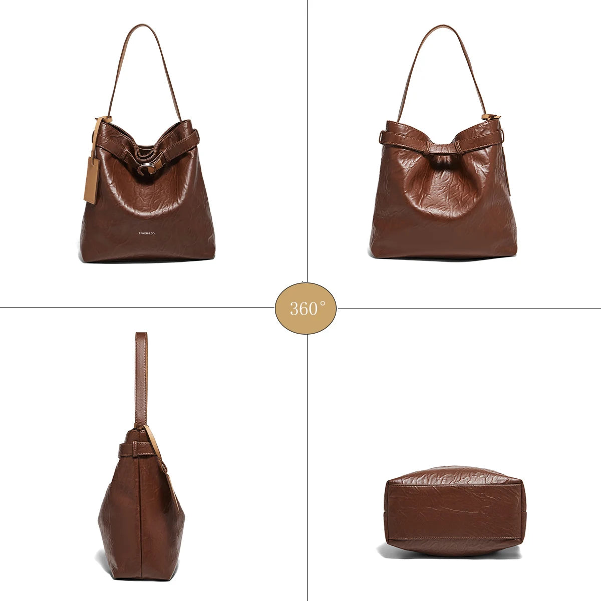Damen Schultertasche Vintage Split-Leder mit großer Kapazität