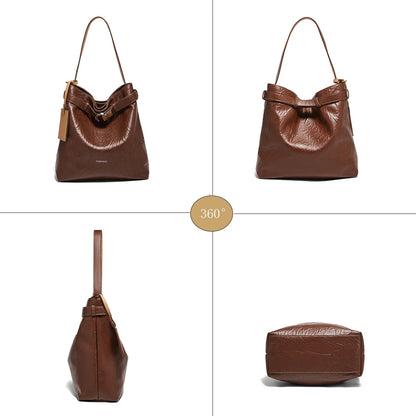 Damen Schultertasche Vintage Split-Leder mit großer Kapazität