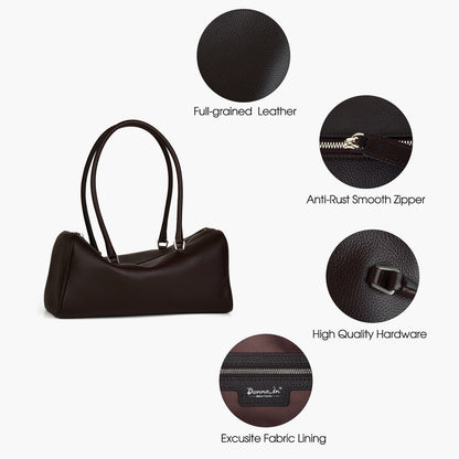Unifarbenes Vollnarbiges Rindsleder | Schultertasche Boston-Form