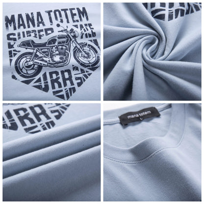 Komfortables Herren T-Shirt Mit Motorrad Druck In Reiner Baumwolle
