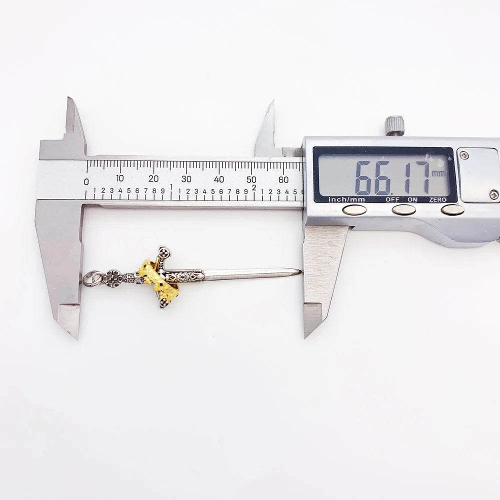 Damen-Charm-Anhänger Schwert Krone Ritter Schutz aus Sterlingsilber
