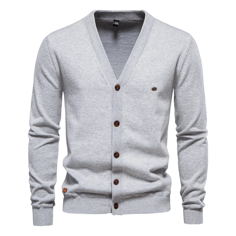 Herren Cardigan Sweater aus hochwertiger Baumwolle im lässigen einfarbigen Design