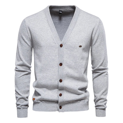 Herren Cardigan Sweater aus hochwertiger Baumwolle im lässigen einfarbigen Design