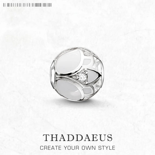 Damen-Charm-Anhänger Lotusblüte weiß Perlen aus Sterlingsilber