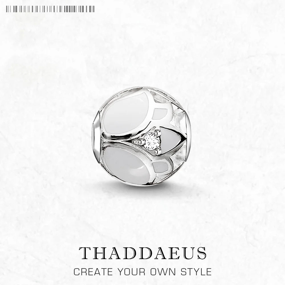 Damen-Charm-Anhänger Lotusblüte weiß Perlen II aus Sterlingsilber
