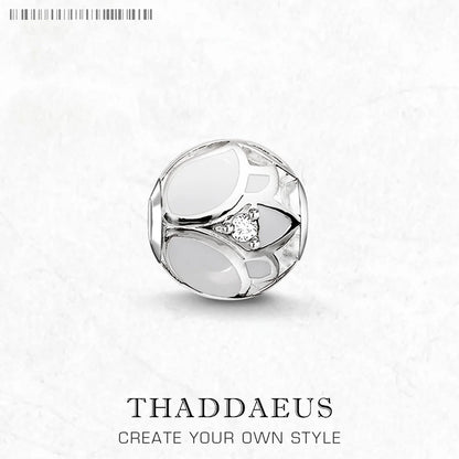 Damen-Charm-Anhänger Lotusblüte weiß Perlen II aus Sterlingsilber