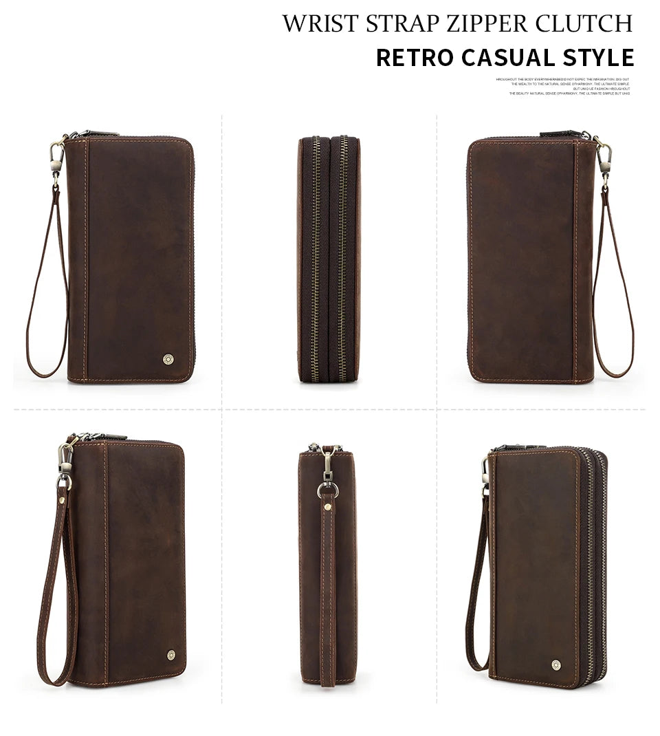 Herren Echtleder Clutch Vintage Business Geldbörse Kartenhalter Reise Büro Geschenk