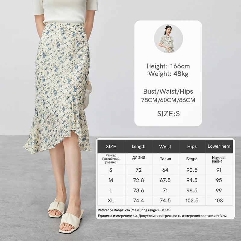 Frauen Midi-Meerjungfrauenrock im eleganten Blumen-Druck mit elastischer Taille