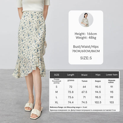 Frauen Midi-Meerjungfrauenrock im eleganten Blumen-Druck mit elastischer Taille