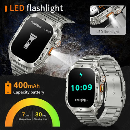 Sport Smartwatch für Erwachsene mit Bluetooth und wasserdichter Taschenlampe