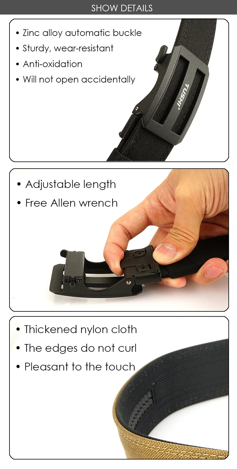 Herren-Taktischer Outdoor-Gürtel aus Nylon mit automatischer Metallschnalle und verstellbarer Länge