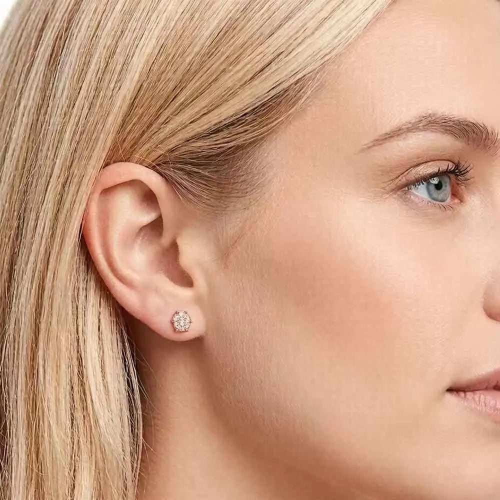 Damen-Ohrstecker Pavé weißer Zirkonia geometrisch aus Sterlingsilber