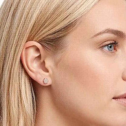 Damen-Ohrstecker Pavé weißer Zirkonia geometrisch aus Sterlingsilber