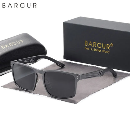 Sonnenbrille Al-Mg quadratisch Vintage polarisiert UV400 Business Herren