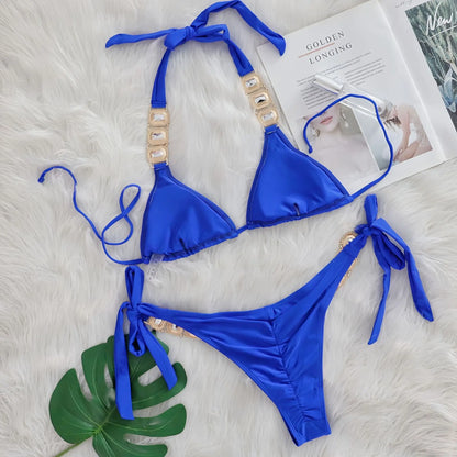 Brauner Push-Up-Bikini im brasilianischen Stil für Damen – ideal für Strand und Pool