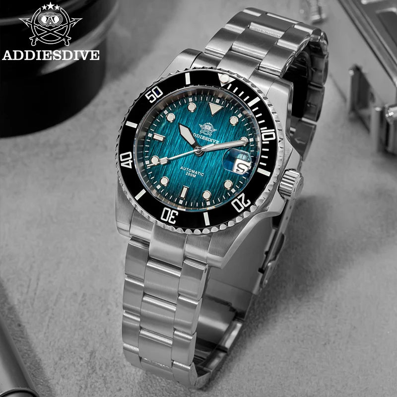 Herren Automatikuhr mechanisch Saphirglas 8215 200m wasserdicht Leuchtzeiger Edelstahl