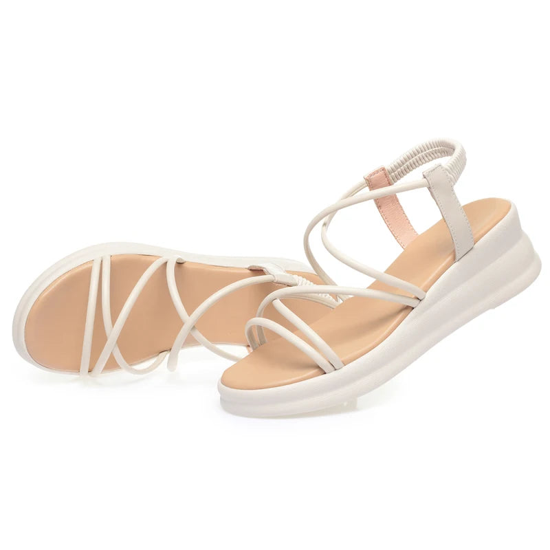 Damen Römische Sandalen Flach Riemchen Bequem