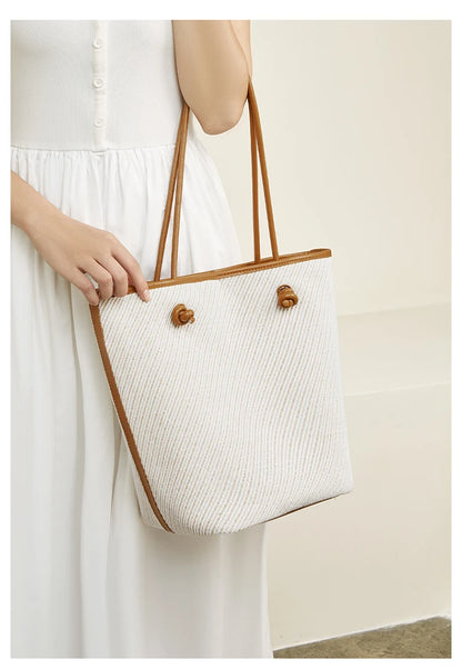 Damen Schultertasche aus Stoff im Bucket-Stil Casual Große Tasche