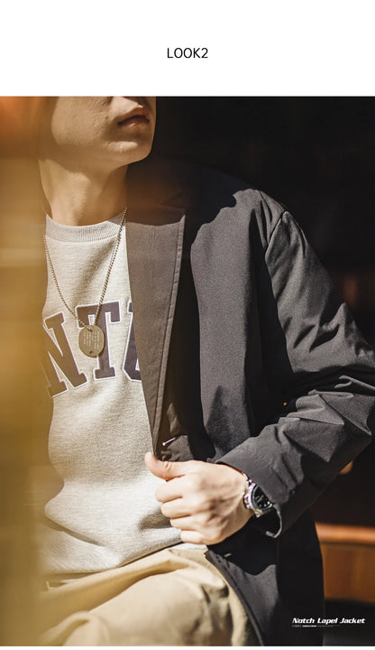 Herren Anzugjacke Verdickte Reverskragen Warmer Mantel Vielseitige Oberbekleidung Herbst Winter