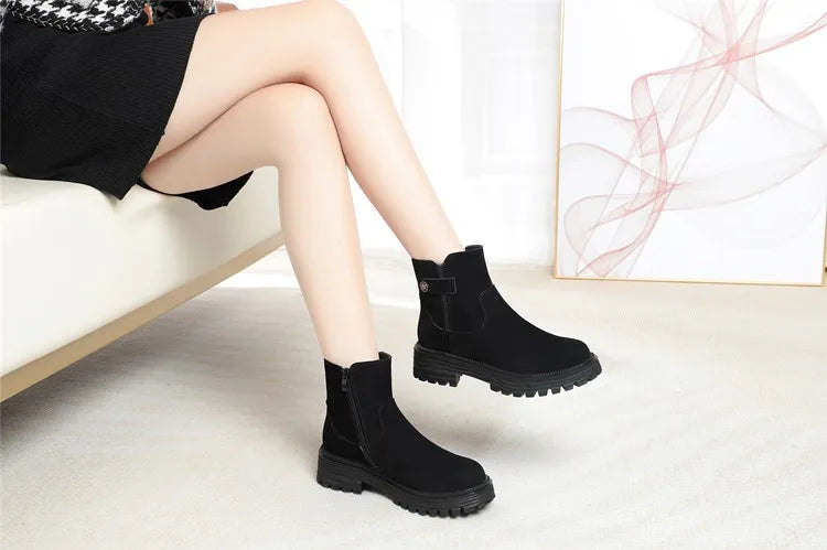 AIYUQI Winter Shoes Boots Ladies 2025 New Genuine Leather Women Snow Boots Large Size Natural Wool Warm Women's Ankle Boots