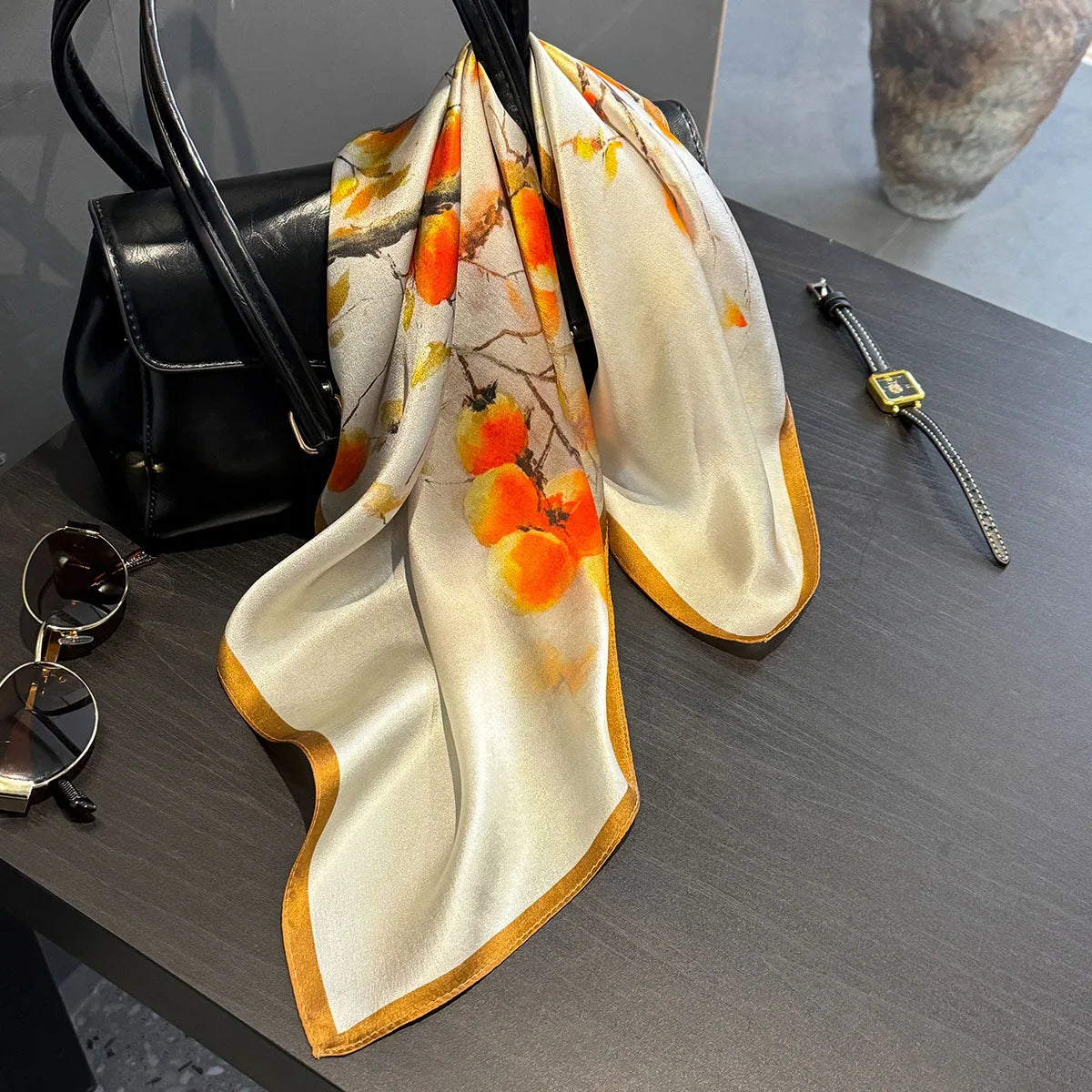 Damen Seidenschal klein quadratisch Haarband Halstuch Kopftuch Bandana H