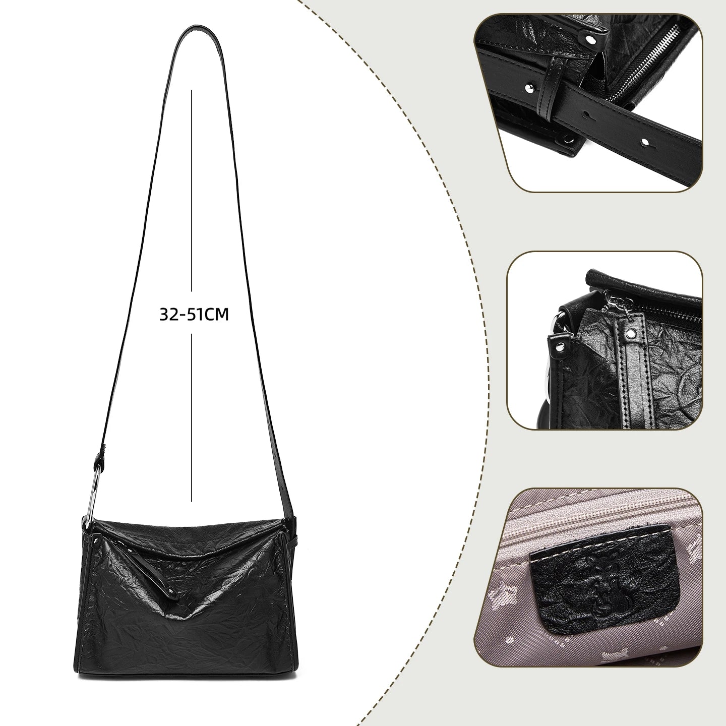 Damen Schulter Tasche aus echtem Leder im Boston Bag Design