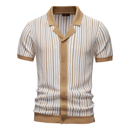 Gestreiftes Herren Meshpoloshirt Atmungsaktiv Bequemer Cooler Sommerlook