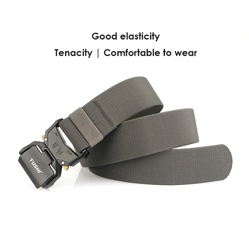 VATLY Breiter Elastik-Gürtel Herren 5 cm Aluminium-Schnellverschluss Militär-Stil