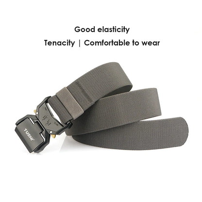 VATLY Breiter Elastik-Gürtel Herren 5 cm Aluminium-Schnellverschluss Militär-Stil
