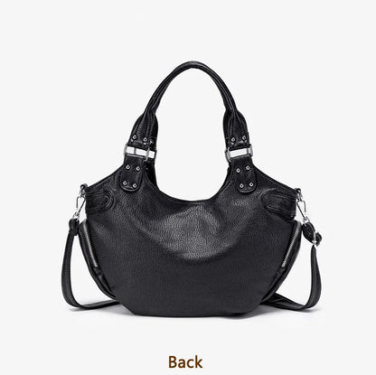 Damen-Hobo-Tasche Aus Leder Im Abgenutzten Retro-Y2K-Biker-Stil Mit Reißverschluss