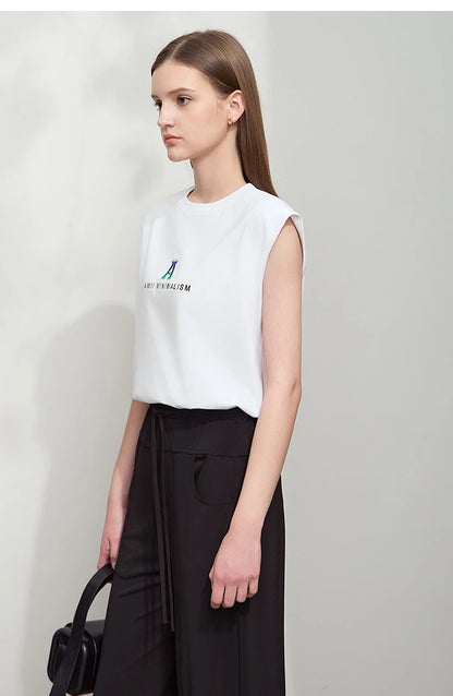 Damen T-Shirt mit Rundhalsausschnitt und besticktem lockeren Design für den Sommer