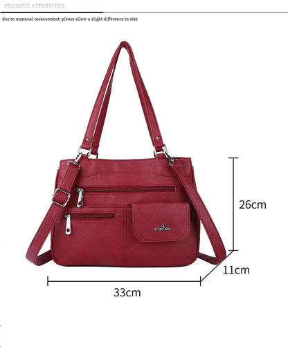 Damen-Handtasche Vintage Schultertasche mit Mehrfachfächern und große Kapazität für iPad und Smartphone