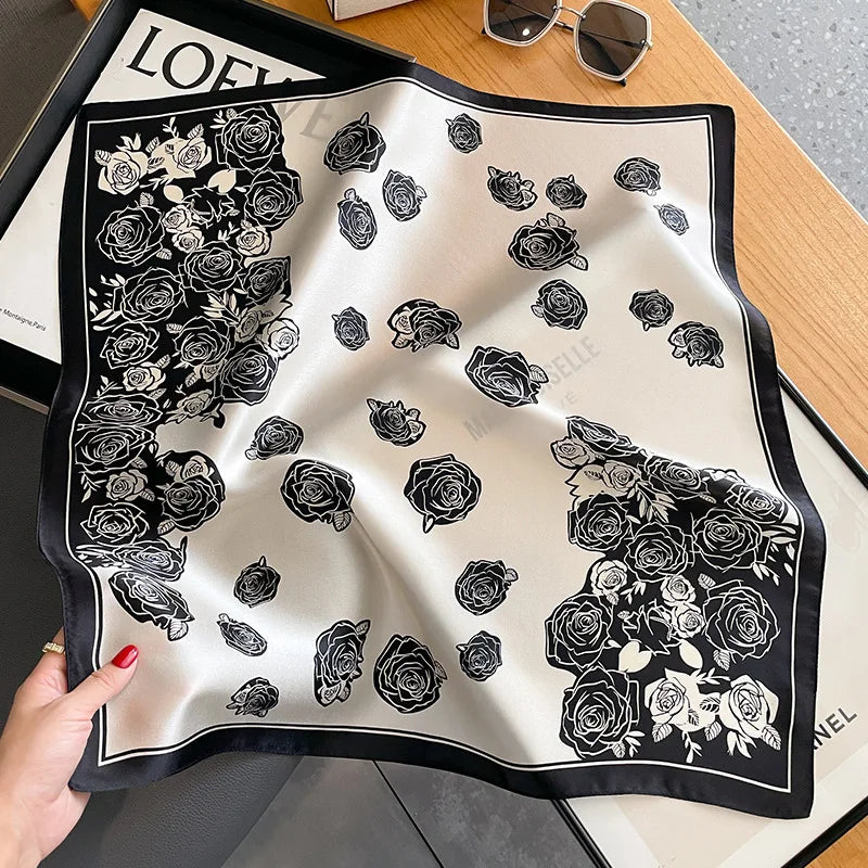Damen Seidenschal quadratisch 53cm Sommer Strand Halstuch Bandana Hijab B