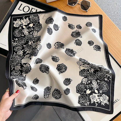 Damen Seidenschal quadratisch 53cm Sommer Strand Halstuch Bandana Hijab B
