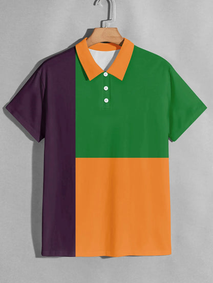 Sommerliches Polohemd mit Farbblock-Design und atmungsaktivem, bequemem Kurzarm – ideal für legere Anlässe