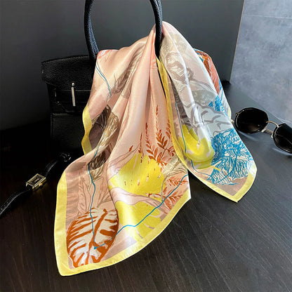 Damen Seidenschal 53cm Pferdprint Haarband Halstuch Büro Hijab Geschenk D