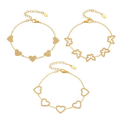 Damen-Charm-Armband mit Herzschleife und Zirkonia