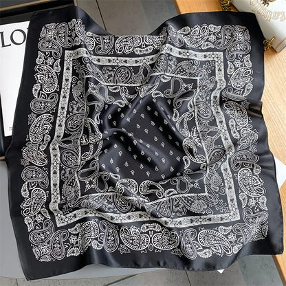 Damen Seidenschal quadratisch Blumenprint Bandana Halstuch 53cm