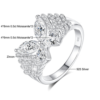 Damen-Ring aus Sterlingsilber 925 mit Moissanite D-VVS Stein als Schmuckgeschenk Premiumqualität