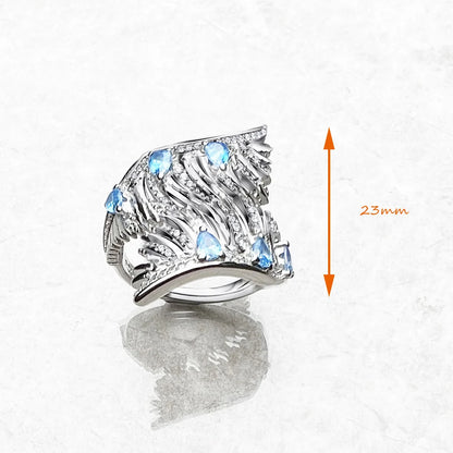 Damen-Ring Phoenix Wing blaue Steine Bohemia aus Sterlingsilber