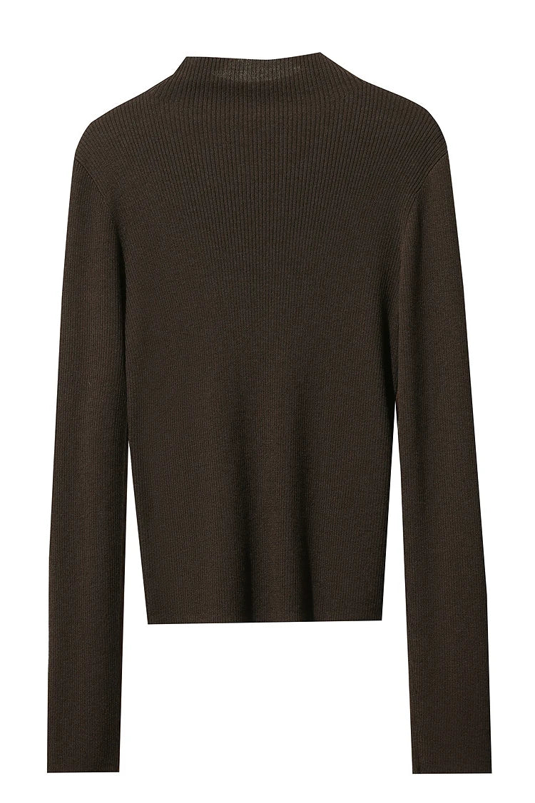 Damen-Halbrollkragen-Pullover Slim asymmetrisch Kontrast Winter