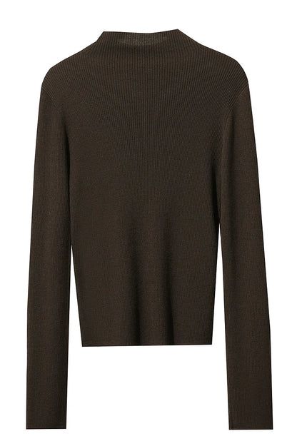 Damen-Halbrollkragen-Pullover Slim asymmetrisch Kontrast Winter