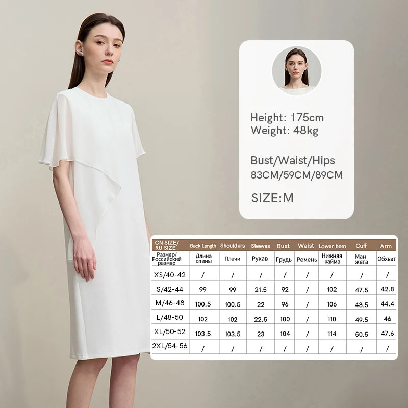 Elegantes Damenkleid Aus Baumwolle Chiffon Lockere Passform
