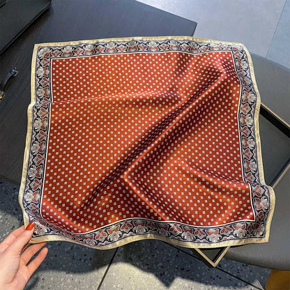 Damen Seidenschal quadratisch Blumenprint Luxus Halstuch Bandana 53cm