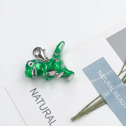 Damen-Charm-Anhänger grüner Dinosaurier süß DIY aus Sterlingsilber