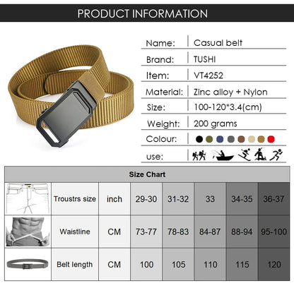 Herren-Gürtel aus Nylon mit Automatik-Schnalle, Robuster Alltags- und Outdoor-Begleiter, 3,4 cm Breit