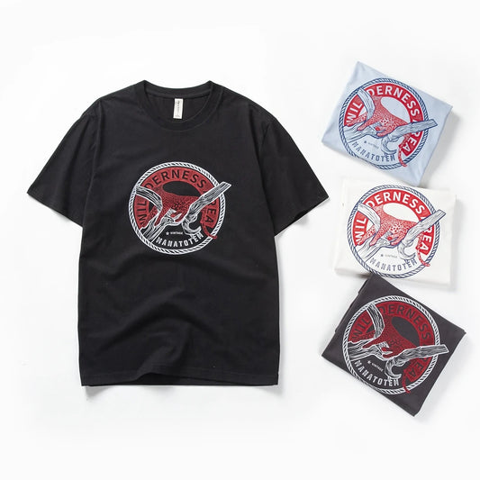 Herren T-Shirt mit Leoprint im Sommer Casual Stil aus 100 Prozent Baumwolle